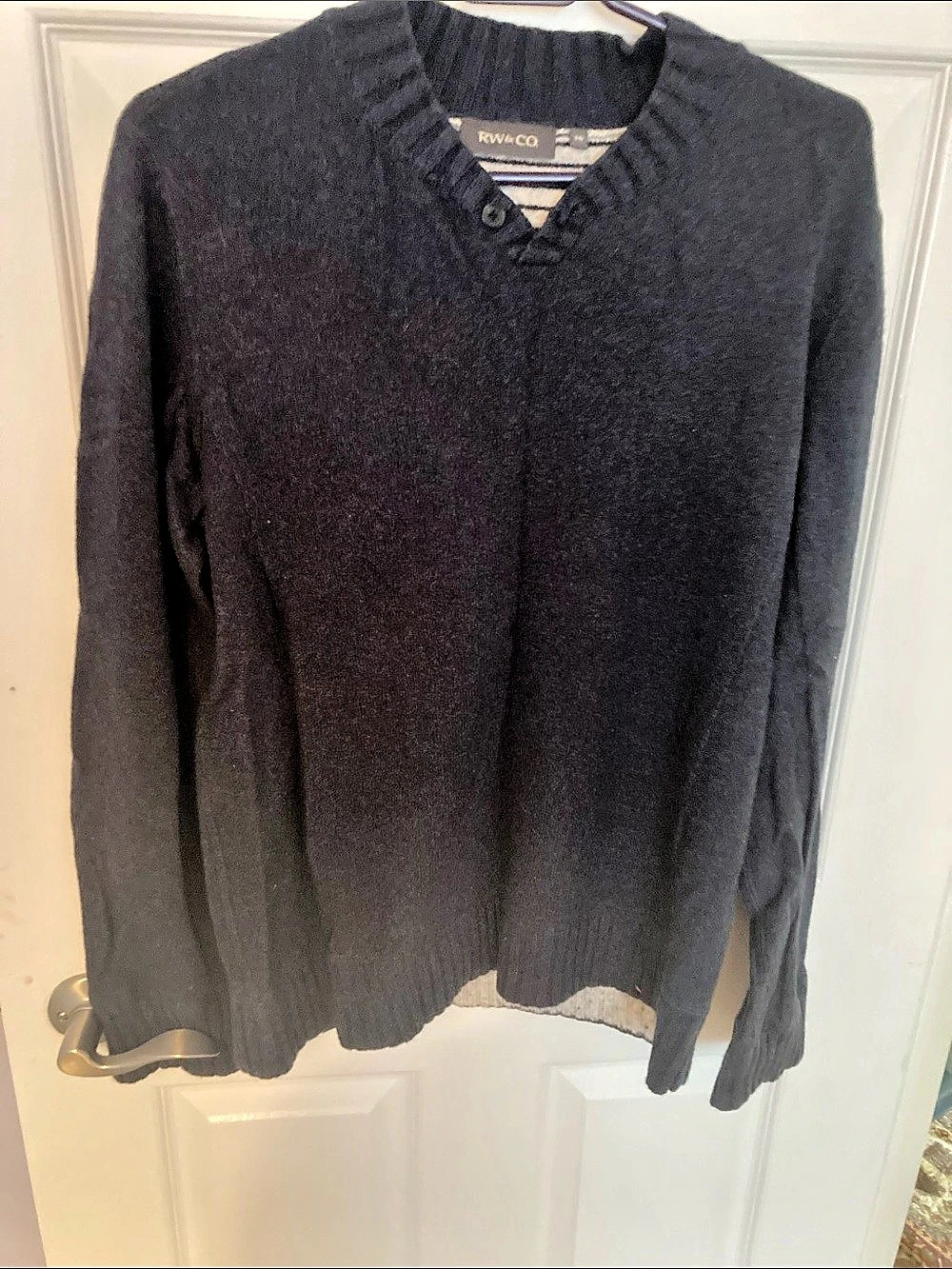 RW&CO Men's Ribbed Crewneck Sweater Navy Large